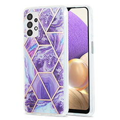 Silicone Candy Rubber Gel Fashionable Pattern Soft Case Cover Y01B for Samsung Galaxy A32 4G Purple