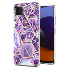 Silicone Candy Rubber Gel Fashionable Pattern Soft Case Cover Y01B for Samsung Galaxy F42 5G Purple
