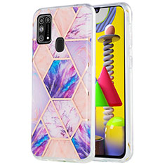 Silicone Candy Rubber Gel Fashionable Pattern Soft Case Cover Y01B for Samsung Galaxy M31 Prime Edition Clove Purple