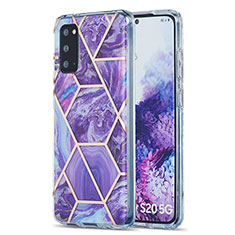 Silicone Candy Rubber Gel Fashionable Pattern Soft Case Cover Y01B for Samsung Galaxy S20 5G Purple