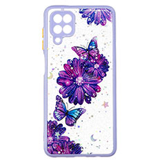 Silicone Candy Rubber Gel Fashionable Pattern Soft Case Cover Y01X for Samsung Galaxy A22 4G Purple