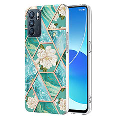 Silicone Candy Rubber Gel Fashionable Pattern Soft Case Cover Y02B for Oppo Reno6 5G Green