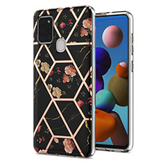 Silicone Candy Rubber Gel Fashionable Pattern Soft Case Cover Y02B for Samsung Galaxy A21s Black