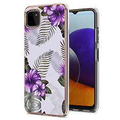 Silicone Candy Rubber Gel Fashionable Pattern Soft Case Cover Y03B for Samsung Galaxy A22 5G Purple
