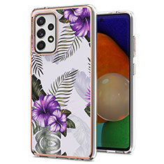Silicone Candy Rubber Gel Fashionable Pattern Soft Case Cover Y03B for Samsung Galaxy A52 5G Purple