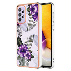 Silicone Candy Rubber Gel Fashionable Pattern Soft Case Cover Y03B for Samsung Galaxy A73 5G Purple