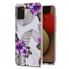 Silicone Candy Rubber Gel Fashionable Pattern Soft Case Cover Y03B for Samsung Galaxy F02S SM-E025F Purple