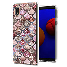 Silicone Candy Rubber Gel Fashionable Pattern Soft Case Cover Y03B for Samsung Galaxy M01 Core Brown