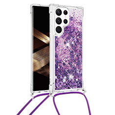 Silicone Candy Rubber Gel Fashionable Pattern Soft Case Cover Y03B for Samsung Galaxy S24 Ultra 5G Purple