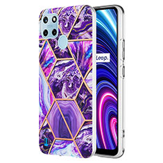 Silicone Candy Rubber Gel Fashionable Pattern Soft Case Cover Y04B for Realme C25Y India Purple