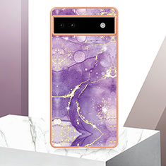 Silicone Candy Rubber Gel Fashionable Pattern Soft Case Cover Y05B for Google Pixel 6a 5G Purple