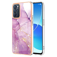 Silicone Candy Rubber Gel Fashionable Pattern Soft Case Cover Y05B for Oppo Reno6 5G Clove Purple