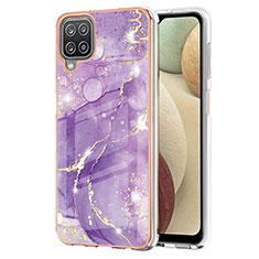 Silicone Candy Rubber Gel Fashionable Pattern Soft Case Cover Y05B for Samsung Galaxy A12 Nacho Purple