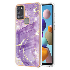 Silicone Candy Rubber Gel Fashionable Pattern Soft Case Cover Y05B for Samsung Galaxy A21s Purple