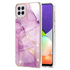 Silicone Candy Rubber Gel Fashionable Pattern Soft Case Cover Y05B for Samsung Galaxy A22 4G Clove Purple