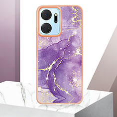 Silicone Candy Rubber Gel Fashionable Pattern Soft Case Cover Y06B for Huawei Honor X7a Purple