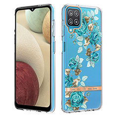 Silicone Candy Rubber Gel Fashionable Pattern Soft Case Cover Y06B for Samsung Galaxy A12 5G Cyan