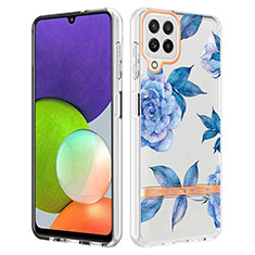 Silicone Candy Rubber Gel Fashionable Pattern Soft Case Cover Y06B for Samsung Galaxy A22 4G Blue