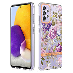 Silicone Candy Rubber Gel Fashionable Pattern Soft Case Cover Y06B for Samsung Galaxy A72 4G Clove Purple
