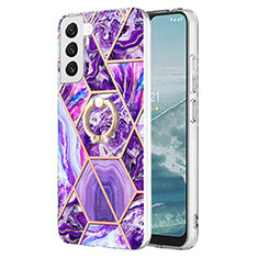 Silicone Candy Rubber Gel Fashionable Pattern Soft Case Cover Y13B for Samsung Galaxy S22 Plus 5G Purple