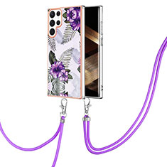 Silicone Candy Rubber Gel Fashionable Pattern Soft Case Cover Y20B for Samsung Galaxy S24 Ultra 5G Purple