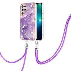 Silicone Candy Rubber Gel Fashionable Pattern Soft Case Cover Y21B for Samsung Galaxy S22 Ultra 5G Purple