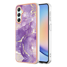 Silicone Candy Rubber Gel Fashionable Pattern Soft Case Cover YB5 for Samsung Galaxy A24 4G Purple