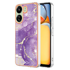 Silicone Candy Rubber Gel Fashionable Pattern Soft Case Cover YB5 for Xiaomi Poco C65 Purple