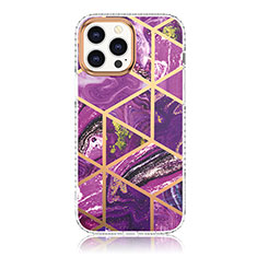Silicone Candy Rubber Gel Fashionable Pattern Soft Case Cover YJ1 for Apple iPhone 13 Pro Max Purple