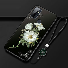 Silicone Candy Rubber Gel Flowers Soft Case Cover A01 for Oppo A32 Black