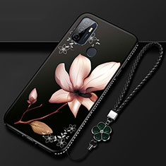 Silicone Candy Rubber Gel Flowers Soft Case Cover A01 for Oppo A53 Brown