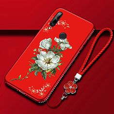 Silicone Candy Rubber Gel Flowers Soft Case Cover for Huawei Enjoy 10 Plus Red