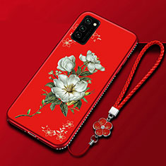 Silicone Candy Rubber Gel Flowers Soft Case Cover for Huawei Honor View 30 5G Red