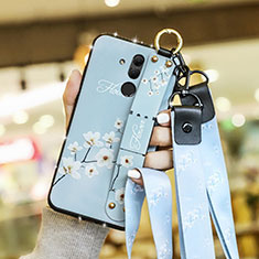 Silicone Candy Rubber Gel Flowers Soft Case Cover for Huawei Mate 20 Lite Sky Blue