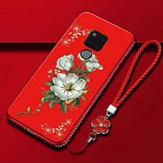 Silicone Candy Rubber Gel Flowers Soft Case Cover for Huawei Mate 20 X 5G Red