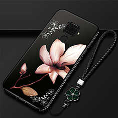 Silicone Candy Rubber Gel Flowers Soft Case Cover for Huawei Nova 5z Brown