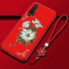 Silicone Candy Rubber Gel Flowers Soft Case Cover for Huawei Nova 6 Red