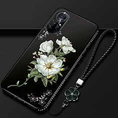 Silicone Candy Rubber Gel Flowers Soft Case Cover for Huawei Nova 8 Pro 5G Black