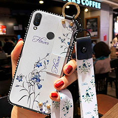 Silicone Candy Rubber Gel Flowers Soft Case Cover for Huawei P Smart Z White