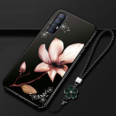 Silicone Candy Rubber Gel Flowers Soft Case Cover for Oppo Find X2 Neo Brown