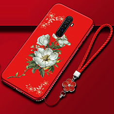 Silicone Candy Rubber Gel Flowers Soft Case Cover for Oppo Reno Ace Red