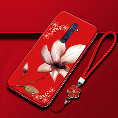 Silicone Candy Rubber Gel Flowers Soft Case Cover for Oppo Reno2 Red