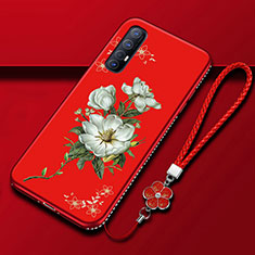 Silicone Candy Rubber Gel Flowers Soft Case Cover for Oppo Reno3 Pro Red