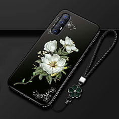 Silicone Candy Rubber Gel Flowers Soft Case Cover for Oppo Reno3 Pro White