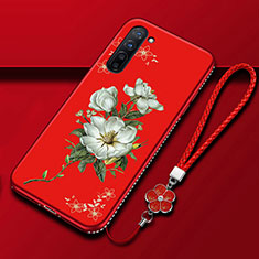 Silicone Candy Rubber Gel Flowers Soft Case Cover for Oppo Reno3 Red