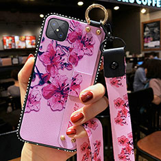 Silicone Candy Rubber Gel Flowers Soft Case Cover for Oppo Reno4 Z 5G Purple