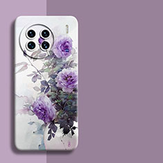 Silicone Candy Rubber Gel Flowers Soft Case Cover for Vivo X90 Pro+ Plus 5G Clove Purple