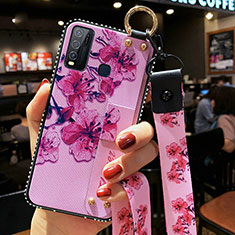 Silicone Candy Rubber Gel Flowers Soft Case Cover for Vivo Y50 Purple