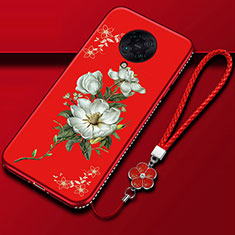 Silicone Candy Rubber Gel Flowers Soft Case Cover for Xiaomi Poco F2 Pro Red