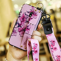 Silicone Candy Rubber Gel Flowers Soft Case Cover for Xiaomi Redmi 8A Purple